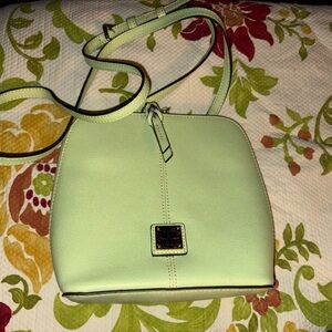 Dooney and Bourke Saffiano Leather Lime Green Trixie Crossbody Bag
